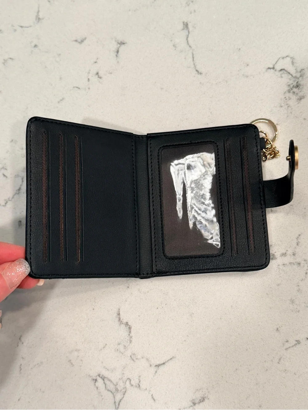 Classic Black Cardholder Wallet with Key Ring
